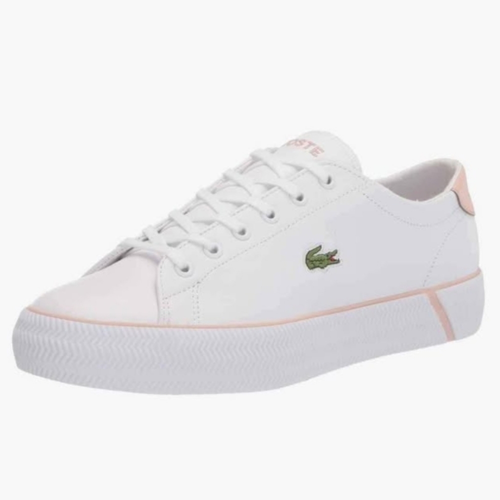 Lacoste Women's White and Light Pink Sneakers